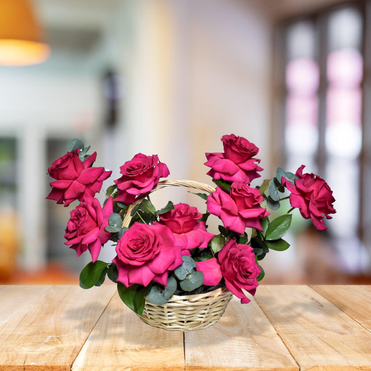 Rose in Basket - Rosabella Flowers