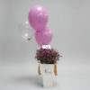 Purple Whisper Wax Flower Box with Balloons